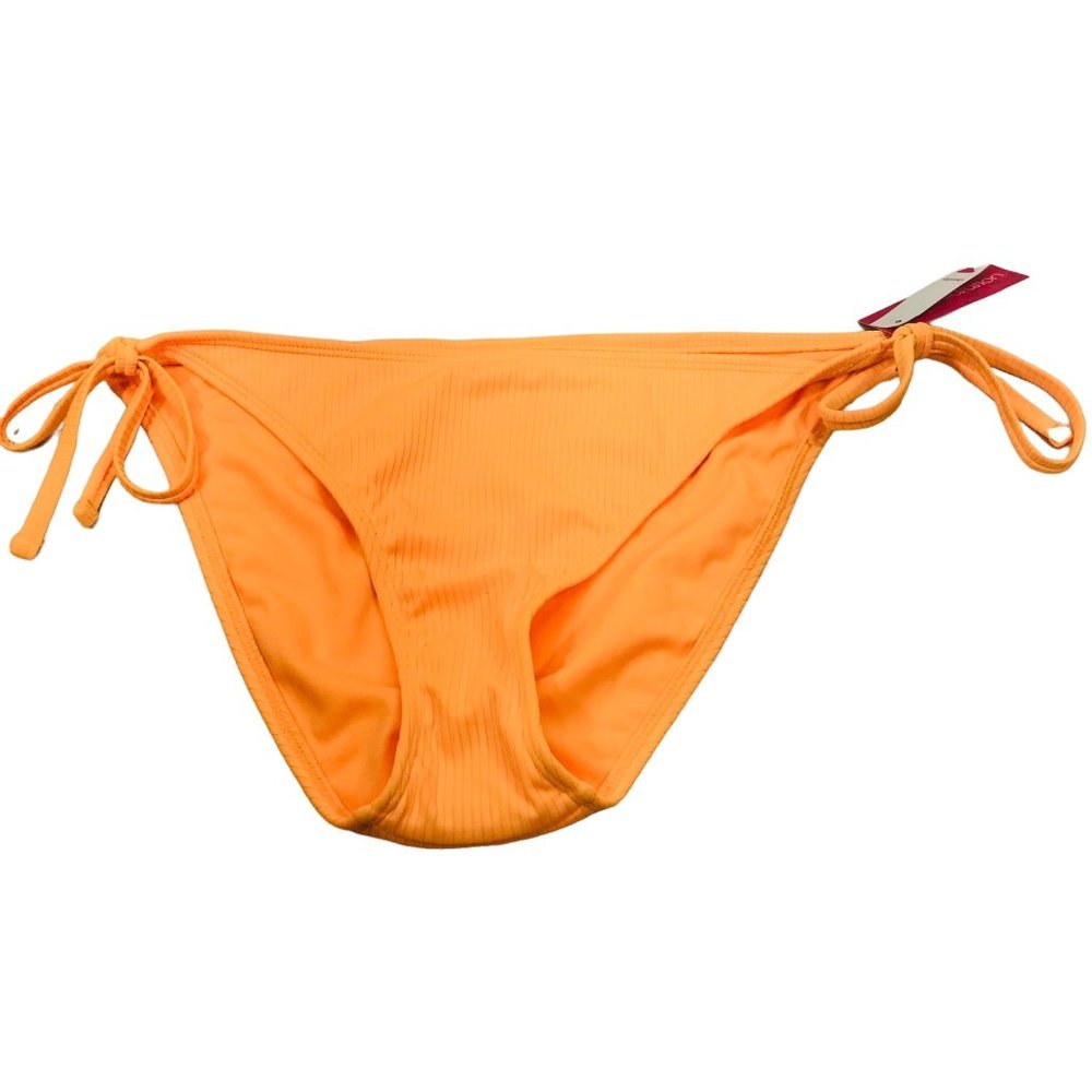 Xhilaration Women's Size XL 12-14 Ribbed Cheeky String Bikini Swim Bottom Orange